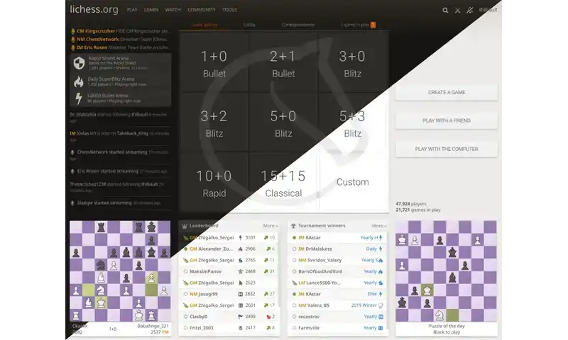 The Lichess homepage